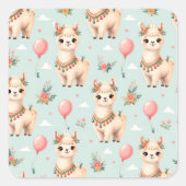 Süße Boho-Lama Quadratischer Aufkleber (Vorderseite)
