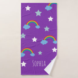 Süße Boho-Lila-Regenbogen-Mädchen Badehandtuch
