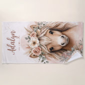 Süße Boho-Mädchen Pferd Geschenk Strandtuch (Vorderseite)