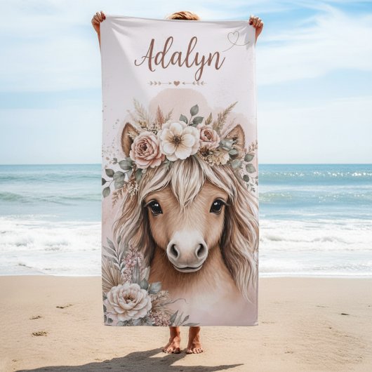 Süße Boho-Mädchen Pferd Geschenk Strandtuch
