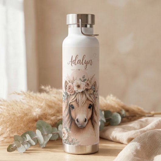 Süße Boho-Pferd Mädchen personalisierter Name Trinkflasche