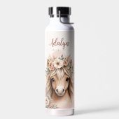 Süße Boho-Pferd Mädchen personalisierter Name Trinkflasche (Links)