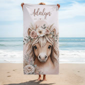 Süße Boho-Pferd Personalisierter Name Mädchen Strandtuch