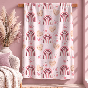 Süße Boho-Regenbogen-Herzen-Freundin-Geschenk-Deck Fleecedecke