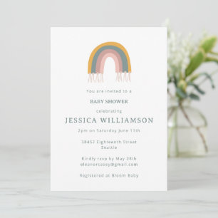 Süße Boho-Regenbogen-Minimalist-Einladung zur Baby Einladung