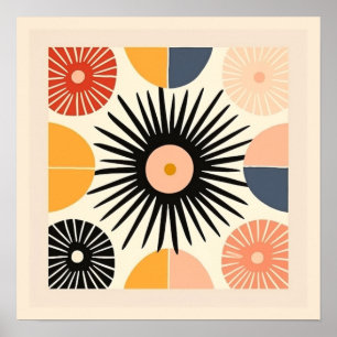Süße Boho Retro-Sonne Bunt Poster