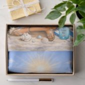 Süße Boho-Stil Mädchen Strand Szene Decoupage  Seidenpapier (Geschenk)