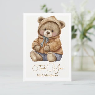 Süße Boho-Teddybär-Baby-Shower-Dankeskarten Dankeskarte