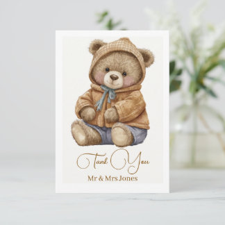 Süße Boho-Teddybär-Baby-Shower-Dankeskarten Dankeskarte