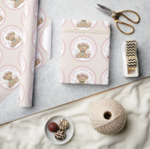Süße Boho-Tier-Geburtstagsfeier Geschenkpapier