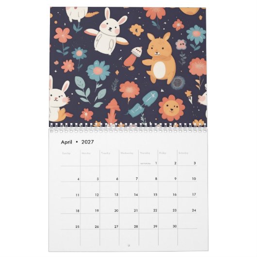 Süße Boho-Waldtier-Zelt-Kinderbekleidung  Kalender (Apr 2027)