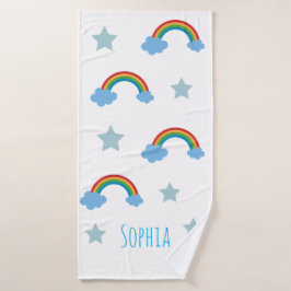 Süße Boho-Whimsical-Regenbogen-Mädchen Badehandtuch