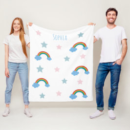 Süße Boho-Whimsical-Regenbogen-Mädchen Fleecedecke
