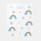 Süße Boho-Whimsical-Regenbogen-Mädchen Fleecedecke (Vorderseite)