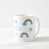 Süße Boho-Whimsical-Regenbogen-Mädchen Kaffeetasse (VorderseiteRechts)