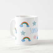 Süße Boho-Whimsical-Regenbogen-Mädchen Kaffeetasse (Vorderseite Links)