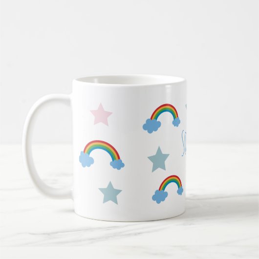 Süße Boho-Whimsical-Regenbogen-Mädchen Kaffeetasse (Links)