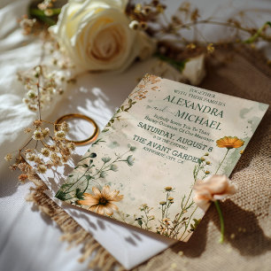 Süße Boho-Wiese kleine Wildblumen-Hochzeit Einladung