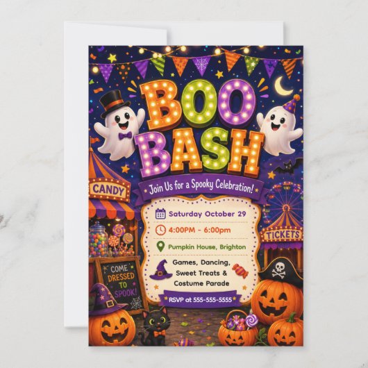 Süße Boo-Bash-Grusel-Feier Einladung (Vorderseite)