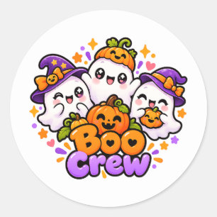 Süße Boo-Crew-Geister Halloween-Aufkleber Runder Aufkleber