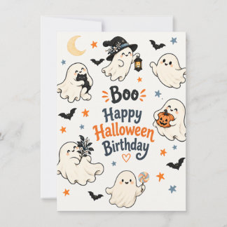 Süße Boo Halloween-Geister-Geburtstagskarte Einladung