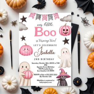 süße Boo-Party rosa Geist – Halloween 2. Geburtsta Einladung