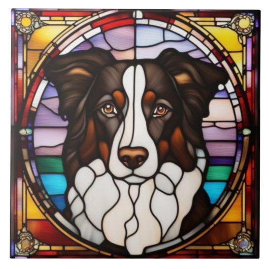 Süße Border Collie-Dekorfliese Fliese (Vorderseite)