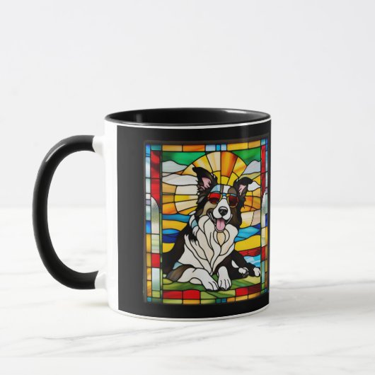 Süße Border Collie Glasmalerei Kaffeetasse (Links)
