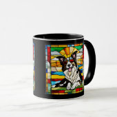 Süße Border Collie Glasmalerei Kaffeetasse (VorderseiteRechts)