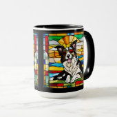 Süße Border Collie Glasmalerei Kaffeetasse (VorderseiteRechts)