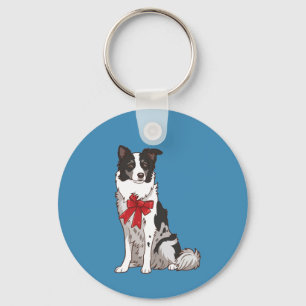 Süße Border Collie-Hund-Illustration Runde Schlüss Schlüsselanhänger