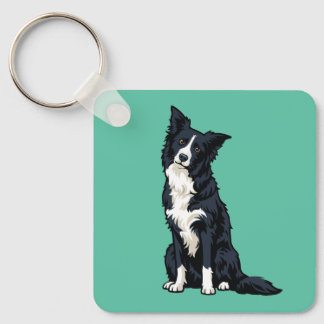 Süße Border Collie-Kopfneigung Schlüsselanhänger