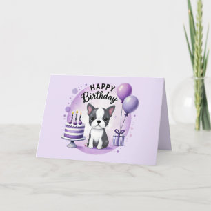 Süße Boston-Terrier-Geburtstagskarte Dankeskarte