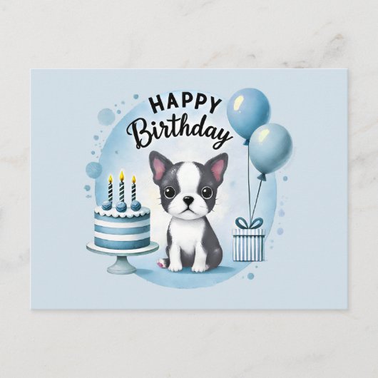 Süße Boston Terrier Geburtstagskarte Postkarte (Vorderseite)