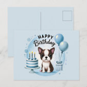 Süße Boston Terrier Geburtstagspostkarte  Postkarte (Vorne/Hinten)