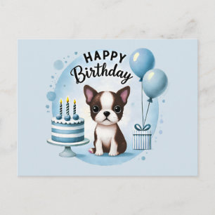 Süße Boston-Terrier-Geburtstagspostkarte  Postkarte