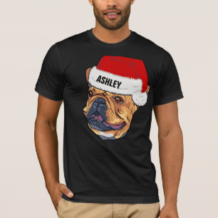 Süße Boston Terrier Weihnachtsmütze Hund Groß T-Shirt