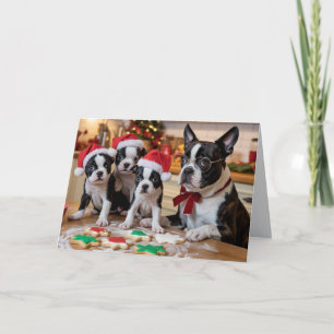 Süße Boston Terrier Weihnachtsplätzchen Karte