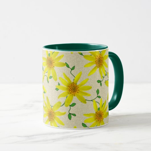 Süße botanische gelbe Wildblume Tasse (VorderseiteRechts)