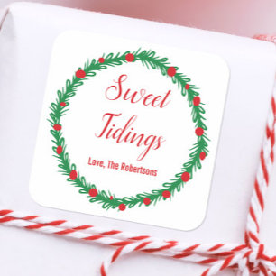Süße Botschaften Siegel, Weihnachten, Feiertags-Le Quadratischer Aufkleber