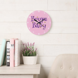 Süße Boujee-Baby-Lila & Rosa  Große Wanduhr