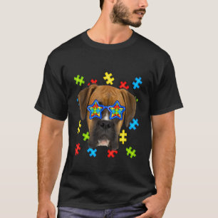 Süße Boxer-Autismus-Puzzle-Sonnenbrille-Hundebesit T-Shirt