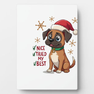 Süße Boxer-Hund-Hund Weihnachten Schön Habe mein B Fotoplatte
