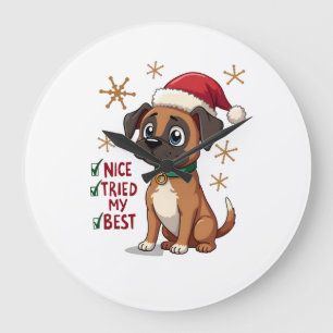 Süße Boxer-Hund Hund Weihnachten Schön Habe mein B Große Wanduhr