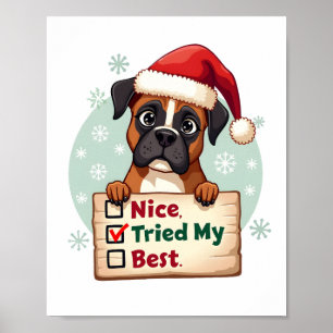 Süße Boxer-Hund-Hund-Weihnachten Schön Habe mein B Poster
