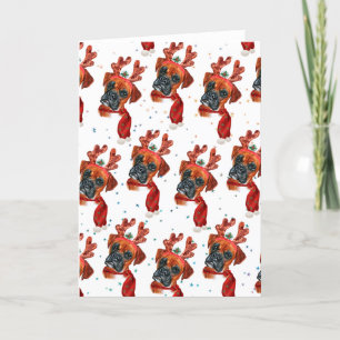 Süße Boxer-Hund mit Renntier-Geweih Weihnachten