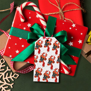 Süße Boxer-Hund mit Renntier-Geweih Weihnachten Geschenkanhänger