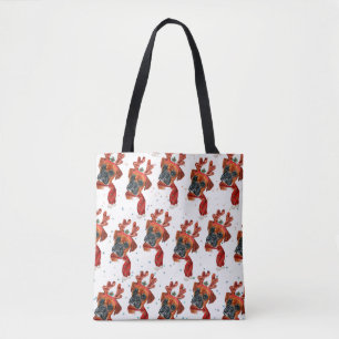 Süße Boxer-Hündin mit Rengeweih Weihnachten Tasche