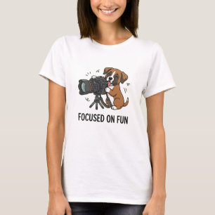Süße Boxer-Welpen-Fotograf-Fokus-Spaß-Grafik T-Shirt