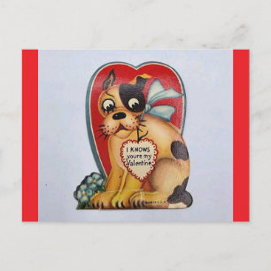 Süße Boxer-Welpen-Hund Vintage Valentinstag-Postka Postkarte